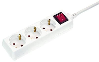 3-Weg Stopcontactstrips met Schakelaar - IP20 - 230V/16A - 1,4m Kabel - Wit