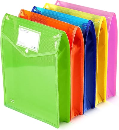 Documentenmap A4, Set van 5 Plastic Mappen met Compartimenten, Ideaal voor School, Kantoor en Reizen, Organiseer je Projecten en Verzamelingen