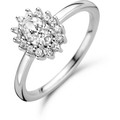 Gerhodineerd Zilver Ring Met Zirkonia Halo 1336558