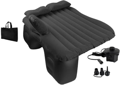 DYNA® Auto Matras - Auto Luchtbed - Opblaasbed Auto - Met Luchtpomp - Zwart - 145cm x 80cm x 50cm
