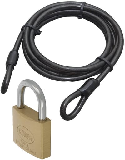 Benson Staalkabel met 60 mm hangslot - 5m x 12mm kabel - geplastificeerd staaldraad - kabelslot met sleutel - fiets/trailer/stoelen vastzetten
