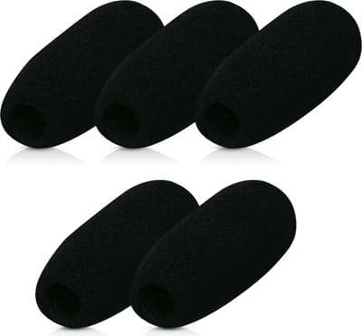 kwmobile Microfoon windscherm, compatibel met diverse microfoons, 5 x schuimrubberen bekleding met de afmetingen 4,8 x 2,4 x 1,2 cm, zwart