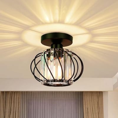 Zwarte Mini Kroonluchter Plafondlamp - Moderne Kristallen Lamp voor Slaapkamer, Woonkamer, Keuken en Hal