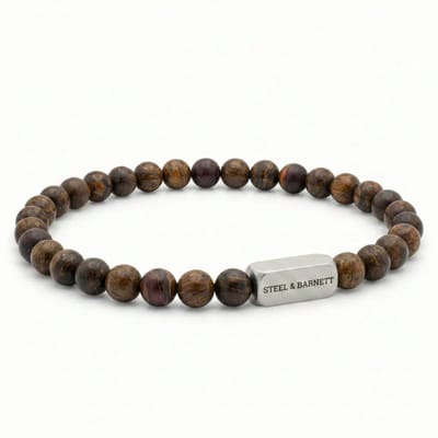 STEEL & BARNETT - Kralenarmband Heren - Natural Ned - Bronziet - Maat S