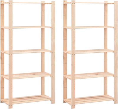 vidaXL - Opbergrekken - 5-laags - 2 - st - 80x38x170 - cm - grenenhout - 250 - kg