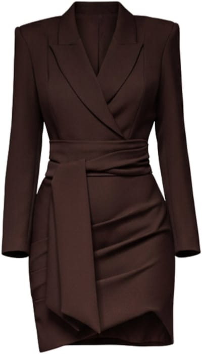 LARICA Jurk - Lange Mouw - Rits - Effen Bruin XS