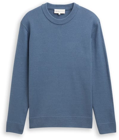 Tom Tailor Denim - Gebreide trui met ronde hals - Maat XS - dusty denim blue