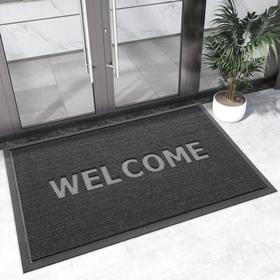 Tapis d'entrée extérieur antidérapant Tapis d'entrée Tapis de pied commercial Entrée Tapis de porte d'hôtel et de supermarché 45*75cm gray