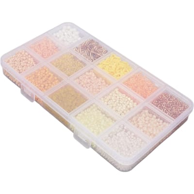 Glazen Rocailles 15 Vakken Gesorteerde Opberg Plastic Doos Verpakking Sieraden Maken Kralen voor DIY Handwerkprojecten geel
