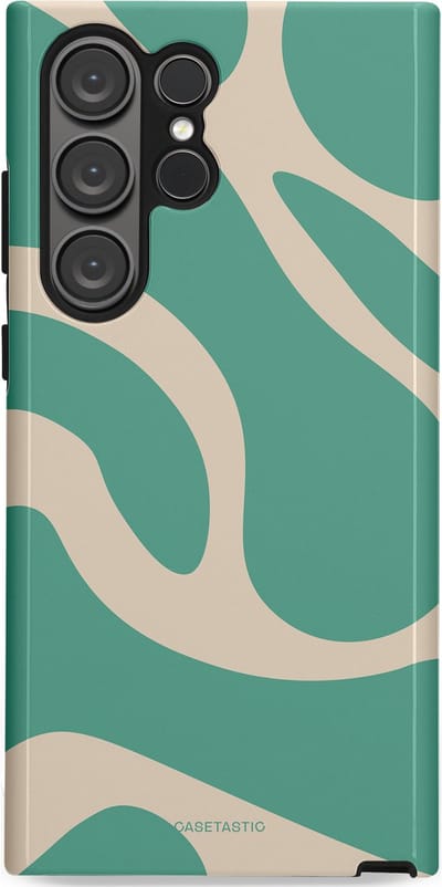 Casetastic hoesje geschikt voor Samsung Galaxy S23 Ultra - Dubbellaagse bescherming - Zand Groene Vlaktes - Fashion Case - Saliegroen Zand