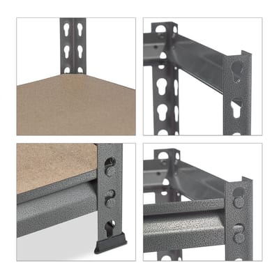 stellingkast 4 etages - draaglast 1440 kg - 153x91x46 cm - metaal - grijs