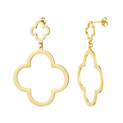 Earrings 2 clovers - Yehwang - Oorbellen - 5.20 x 3.50 cm - Goud