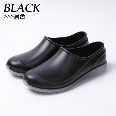 Lover Design Waterdichte PVC Loafers Schoenen Heren Enkellaarsjes Regenlaarzen Rubber Schoenen Effen Kleur Vislaars Lichtgevende Regenlaarzen 36 black
