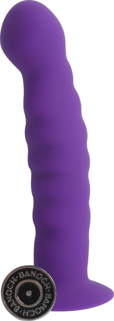 Banoch | Dildo ribbel paars siliconen met zuignap | 14,5 cm lang | max Ø 3 cm