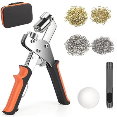 Oogjesponsset 10 mm met 300 Oogjes en Oogtang voor Stoffen en Dekzeilen