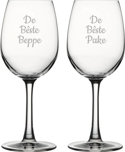 Gegraveerde witte wijnglas 36cl De Bêste Pake-De Bêste Beppe
