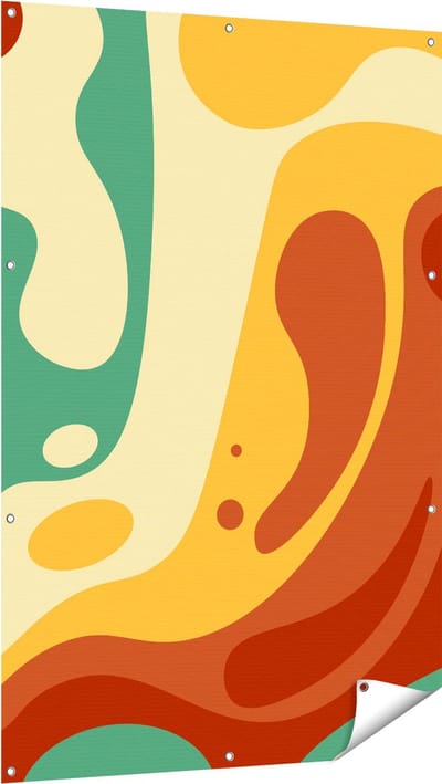 Gards Tuinposter Abstracte Kunst - Organische Kleurrijke Vormen - 100x150 cm - Tuindoek - Tuindecoratie - Wanddecoratie buiten - Tuinschilderij