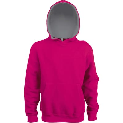Kariban Kinder hooded sweater met gecontrasteerde capuchon K453 - Purple / Oxford Grey - 6/8 Y (6/8 ans)
