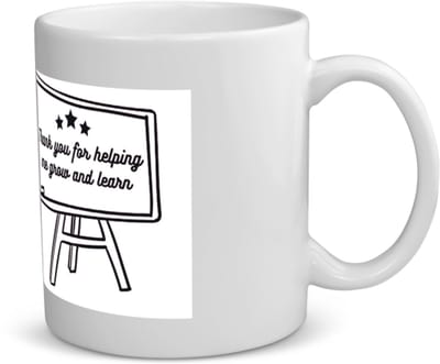 Thankyou for helping me grow and learn Mok met opdruk -Docent cadeau - Meester en juffen dag - cadeautjes - juffendag cadeau - cadeau juf - einde schooljaar - afscheid- 350 ML inhoud