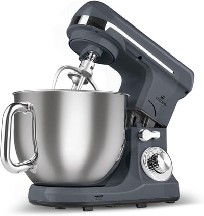 Keukenmachine - Mixer Kom - Bakken en Mixen - 6 Snelheden - 5.7L Kom - Grijs