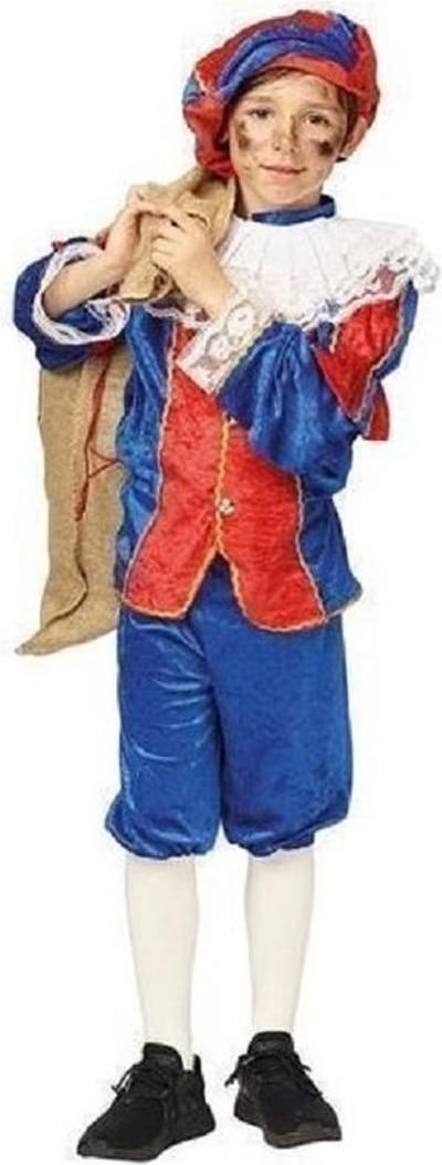 Pieten pak kids rood/blauw 164