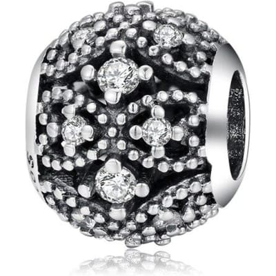 100 % Argent Sterling 925 Authentique Perles Cœur Rose Cristal Clair Zircon Conviennent Bracelet Charms Européens Originaux Fabrication de Bijoux gray