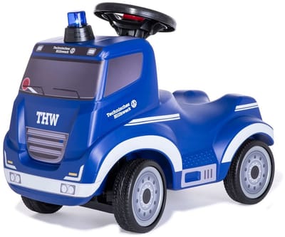 FerbedoTruck THW(FO171286). De FerbedoTruck THW is een rijdend speelgoedvoertuig in een coole THW-design (Duitse Federale Dienst voor Technische Hulpverlening), speciaal ontwikkeld voor kinderen van 1,5 tot 4 jaar.