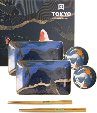 TOKYO DESIGN STUDIO - Kawaii Koi Sushi Plate Giftset Set4 w/Chop 21675 1/12