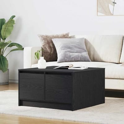 Salontafel met Laden - Koffietafel Opbergruimte - Woonkamer Inrichten - Vier Lades - 70x70x40 cm - Zwart Eiken