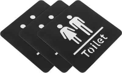 Wc bordje - Deurbordje Toilet - deurbordje wc - toilet sticker - deurbordjes toilet - toilet bordje - badkamer bordje - wc borden - badkamer bordje - 3 stuks - toilet bordje zelfklevend - toilet borden - wc bordje gender neutraal