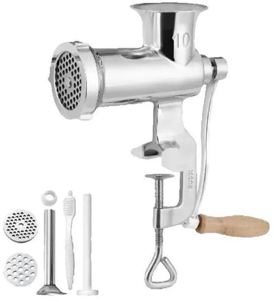 Jessi Store - Vleesmolen - Gehaktmolen - Handmatig - Worstmaker - Tafelklem - RVS 304 - Keukenmolen - Handmolen - 8x19x28,5cm
