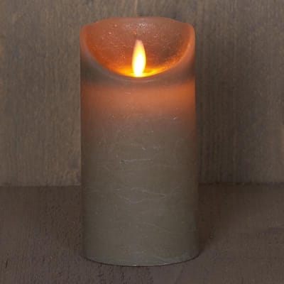 Anna's Collection Led kaars/stompkaars - 3x - grijs - H15 x D7,5 cm - wax - bewegende vlam