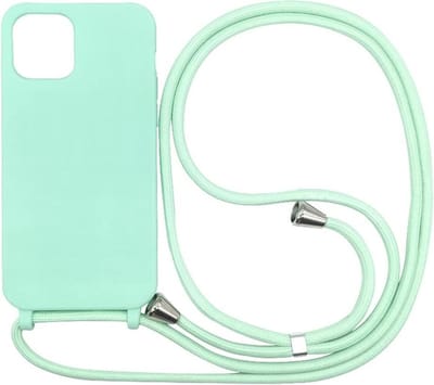 HB Hoesje Geschikt voor Apple iPhone 12 Pro Max - Turquoise - Siliconen Back Cover met Koord - Telefoonhoesje met Koord - Crossbody Lanyard Cord Case