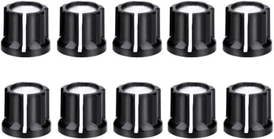 10 Stuks Volume Controle Zwarte Metalen Verstelbare Rotatieve Potentiometer Knop voor Elektrische Gitaar en Bas met D-vormige Aansluiting