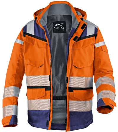 KUBLER PSA REFLECTIQ 13078332 Hi Vis Reflecterend Hardshell Werkjas HEREN Veiligheidsjas Oranje Donkerblauw - Waterdicht