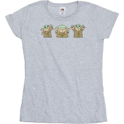 Star Wars Dames/Dames The Mandalorian Grogu Poses Katoenen T-Shirt (Sportgrijs)