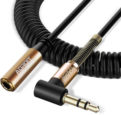 AdroitGoods 3,5mm audio aux verlengkabel - Spiraalkabel - 10 tot 30 cm
