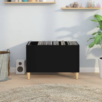 vidaXL - Platenkast - 74,5x38x48 - cm - bewerkt - hout - zwart