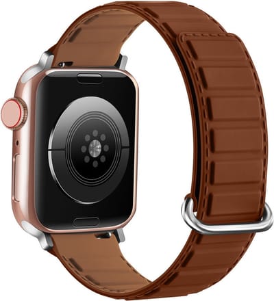 Siliconen bandje - geschikt voor Apple Watch 1/2/3/4/5/6/7/8/9/10/11/ SE (1,2,3) met maat 38 mm / 40 mm / 41 mm en 42 mm (Watch 10/11) - bruin