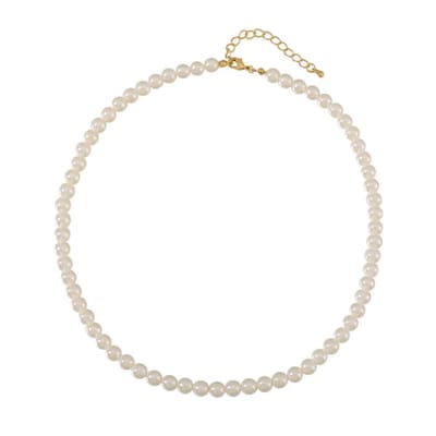 Unisex Imitatie parelketting – Stainless Steel Goudkleurig | Diverse Lengtes & Maten - The Jewellery Salon - 8mm - 40+5 -