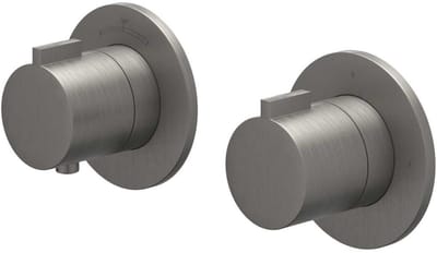 IVY Bond Afbouwdeel Inbouwthermostaat met 2-Weg Stop-Omstel Symmetry met Ronde Rozetten - Geborsteld Metal Black PVD