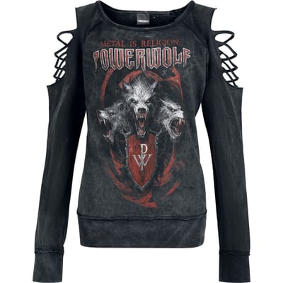 Powerwolf Triple Wolves Dames Sweatshirts - donkergrijs - S