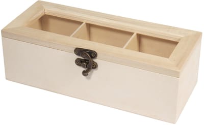 Theedoos DIY - blanco - 22 cm - hout - houten kistje versieren - hobby - moederdag - knutselen