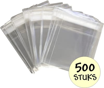 100x Cellofaan Zakjes 7x7 cm - 100 Stuks Uitdeelzakjes - Zakjes Met Plakstrip - Zelfklevende Zakjes - Transparant - 500 Stuks