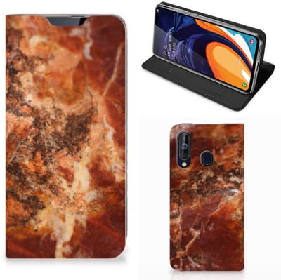 Book Case voor Samsung Galaxy A60 Standcase Marmer Bruin