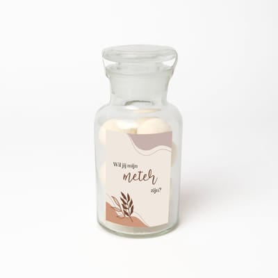 Apothekersfles - Bruisballen - Ontspanning - Meter vragen - Wil jij mijn meter zijn - Meter vragen cadeau - Abstract boho design