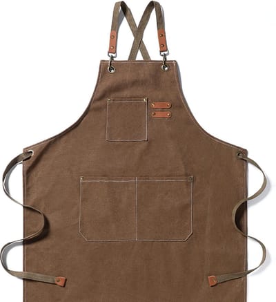 Dutchlander - stoer katoenen schort met handige vakken - Bruin - one size