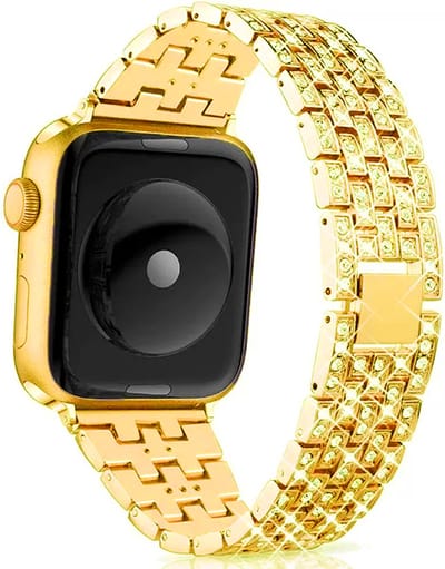 Stravo Bing bandje geschikt voor Apple Watch 42mm(Series 11/10)/41/40/38mm - Sieraden Metaal Horlogebandje Voor Apple Watch SE 1 2 3 / Series 11 10 9 8 7 6 5 4 3 2 1 - Goud