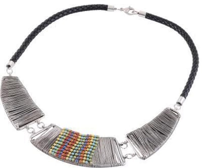 Behave korte ketting met multi-kleur accenten - metaal, kunststof, nikkelvrij, 7,5 cm verlengketting