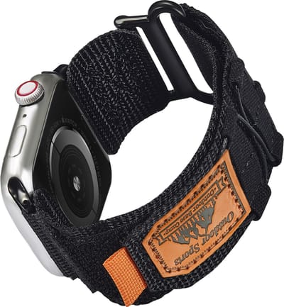 Stravo Hoogwaardige boutique nylon horlogebandje - Geschikt voor Apple Watch 42mm (Series 11/10), 41mm (Series 9/8/7), 40mm (Series 6/5/4, SE 3/2/1), 38mm (Series 3/2/1) - Nylon Sportbandje Loop Bandje - Zwart